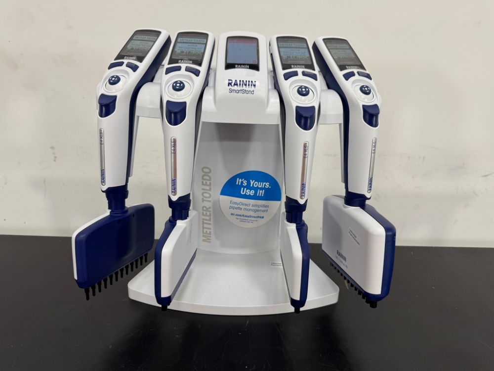 Image of Rainin E4 XLS Digital Multichannel Pipettes w/ Digital Stand - Quantity 4